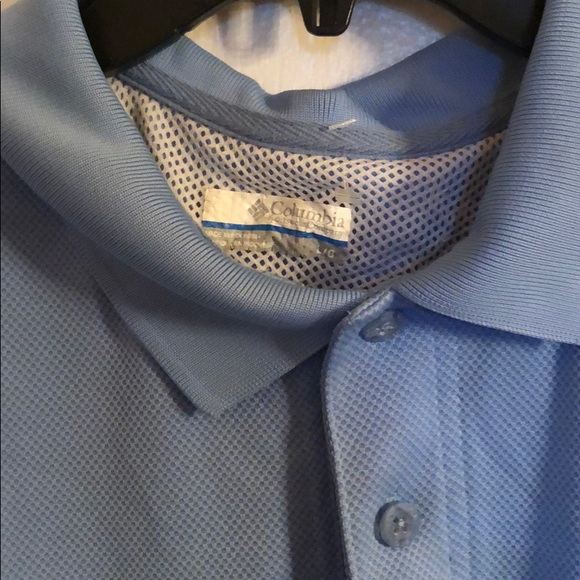 Columbia PFG Omni Shade Fishing Polo Shirt Men’s Large Light Blue - Picture 3 of 8